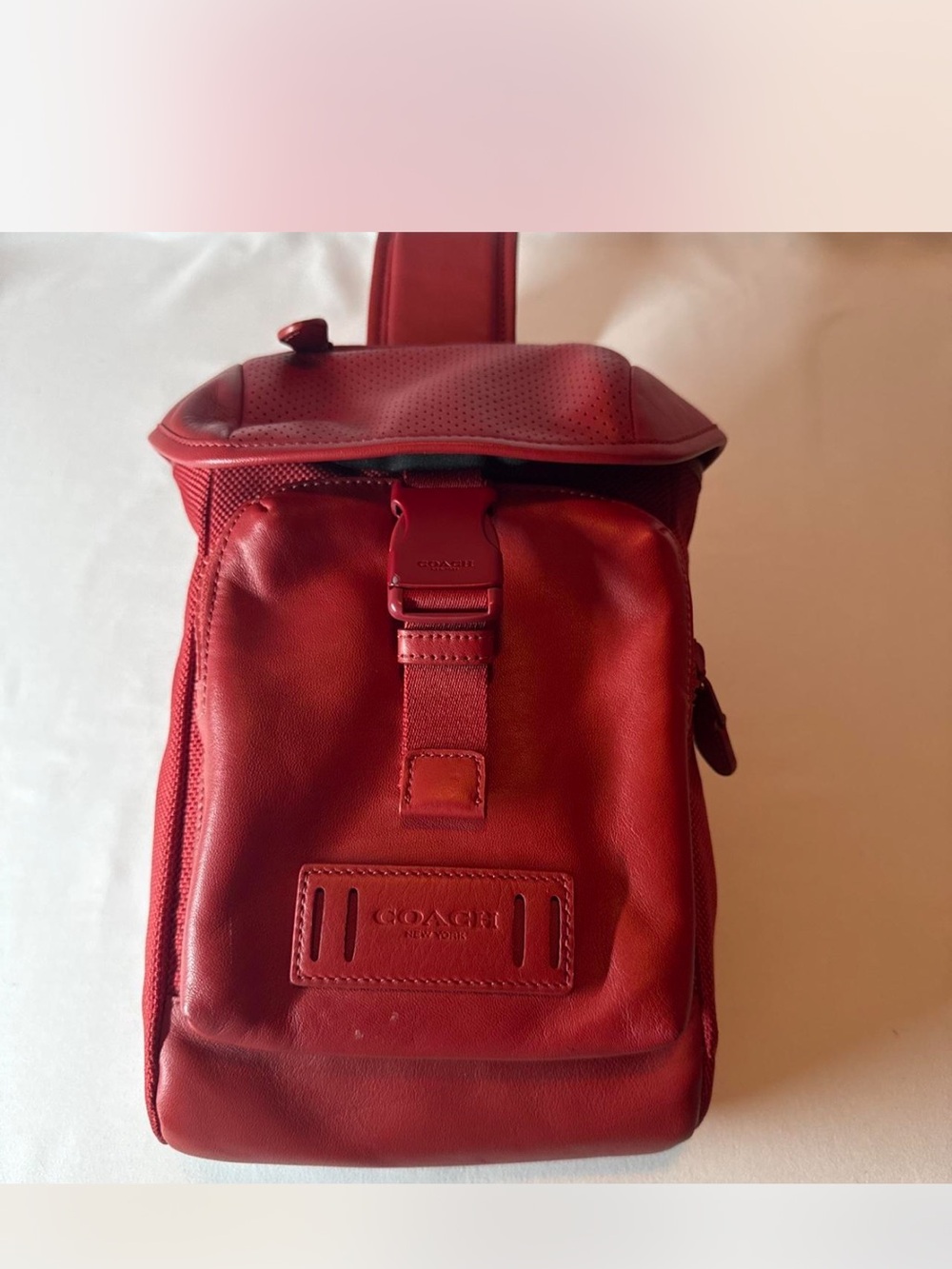 Coach Ranger Mini Pack 1946 Red Leather Sling Backpack Crossbody Unisex Rare